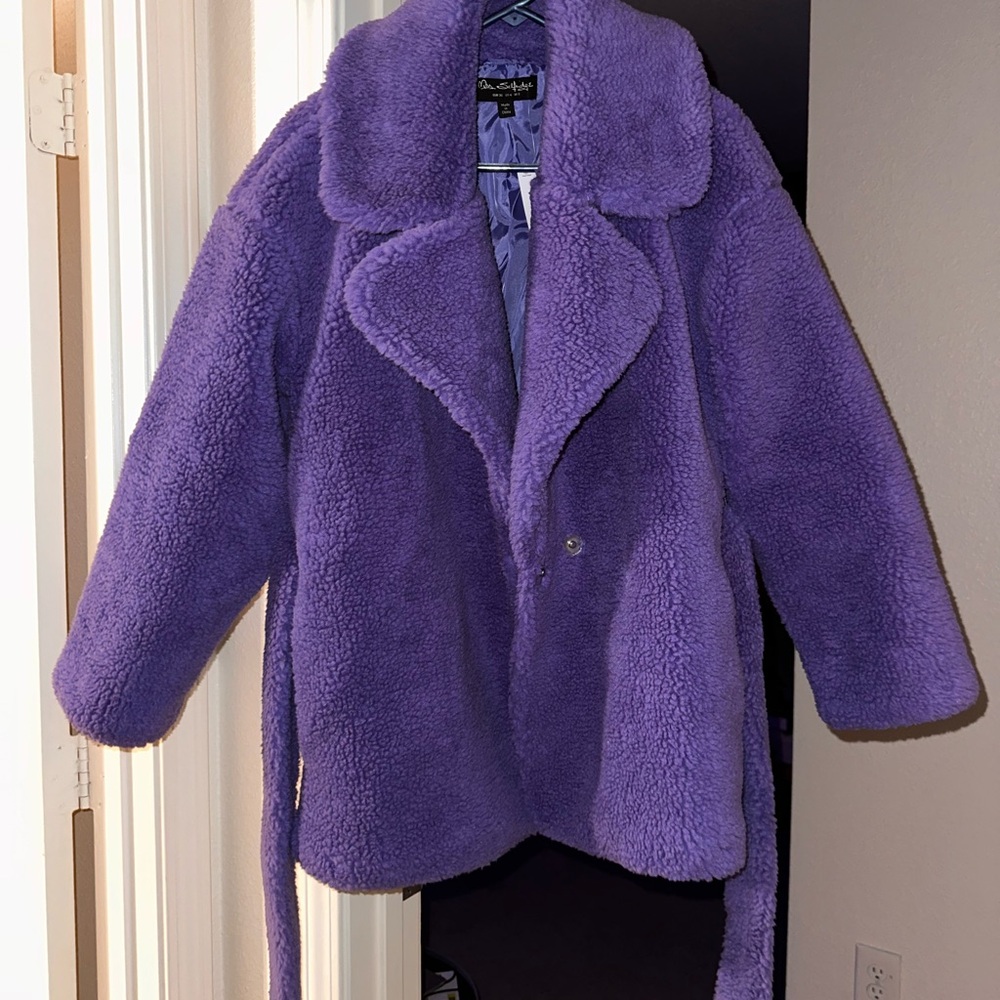 Miss Selfridge Plush Purple Teddy Jacket